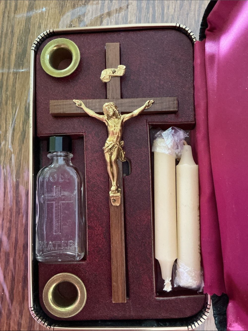 vintage Catholic "last rites" set for administering sacraments at home Portable